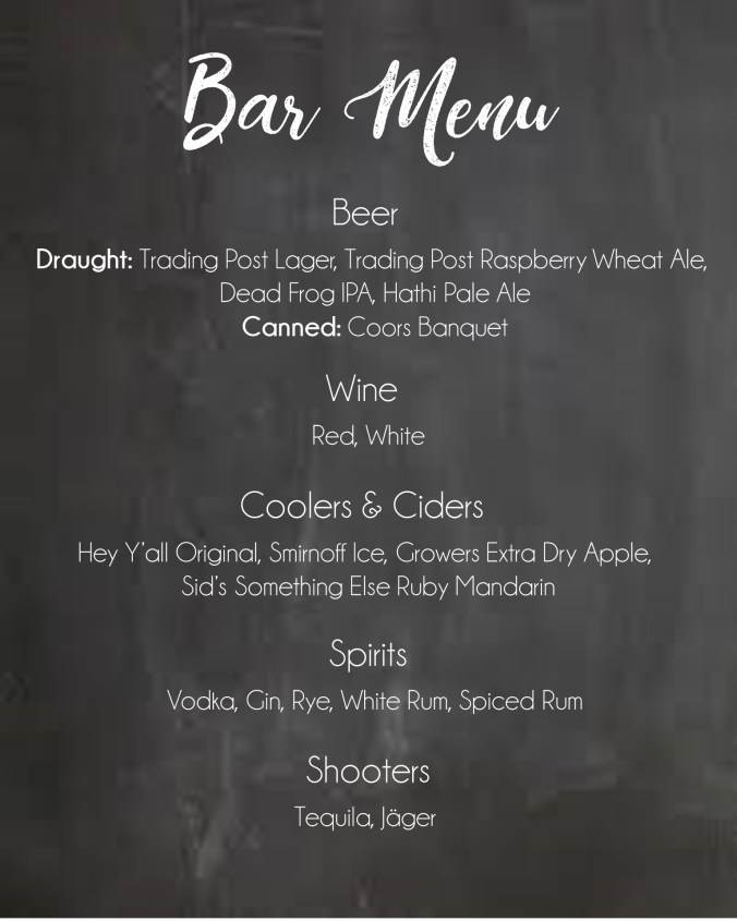 Bar Menu Wedding